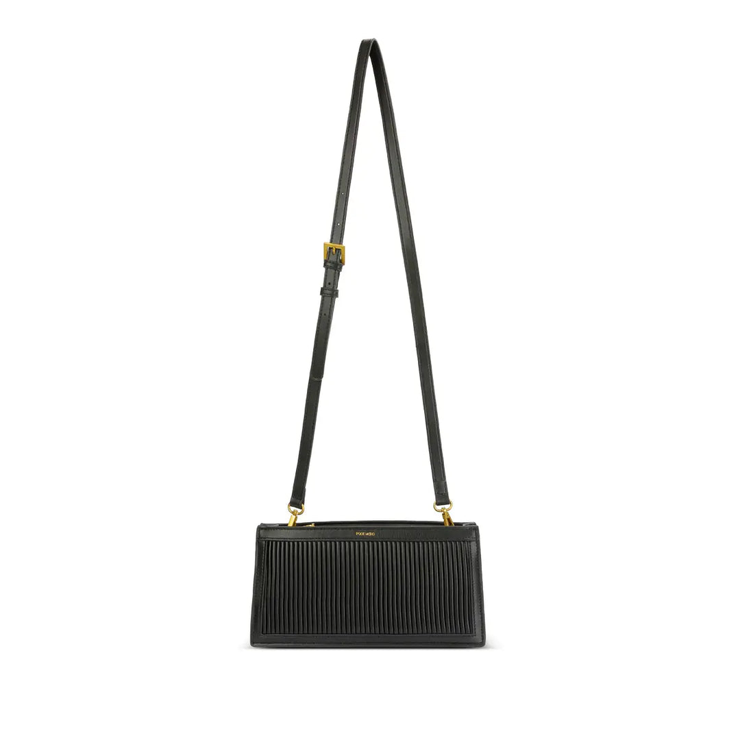 Abigail Clutch in Black Pleated by Pixie Mood