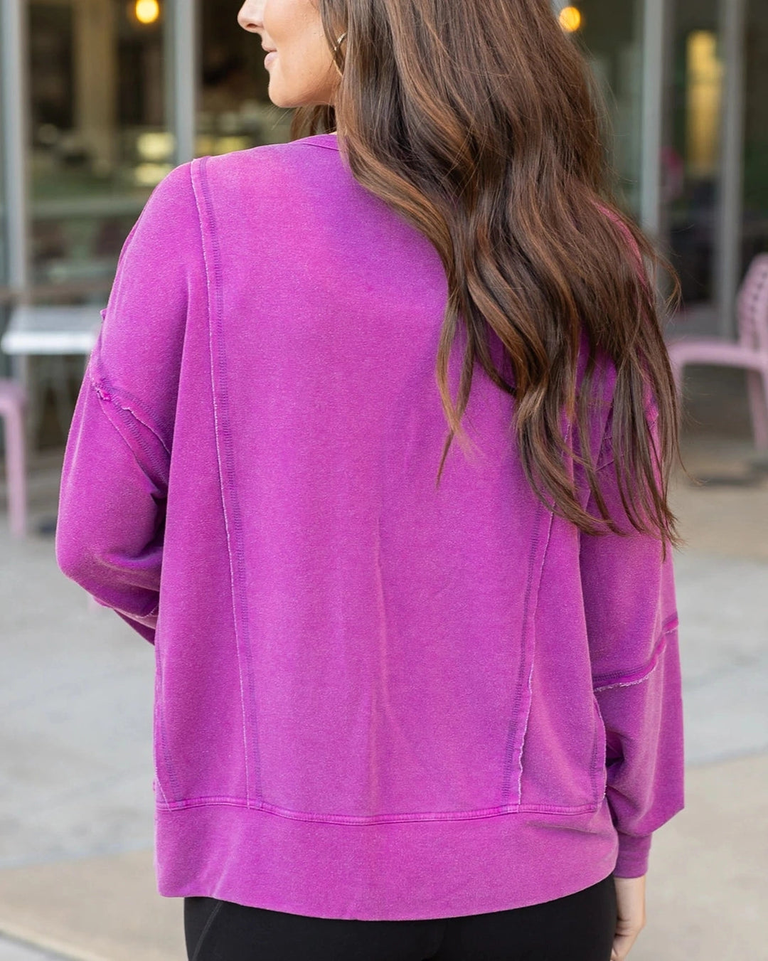 Mineral Washed Pullover Sweatshirt in Boysenberry by Grace & Lace