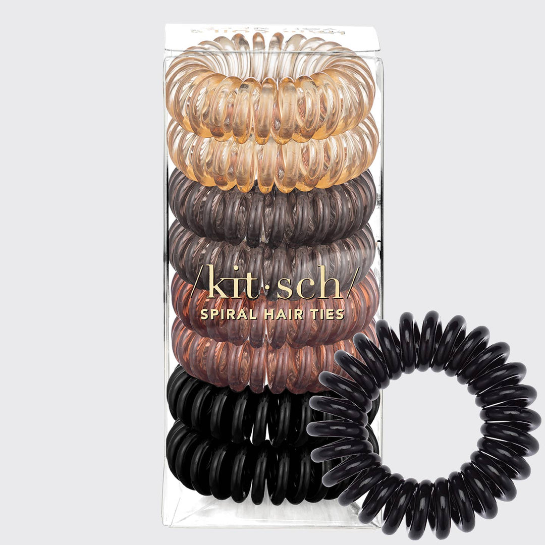 Spiral Hair Ties 8 Pack in Brunette by Kitsch