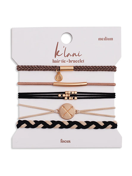 Focus Hair Tie Bracelet Set by K'lani