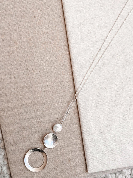 Geo Long Necklace in Silver