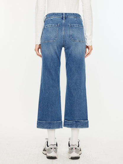 Sherry High Rise Crop Flare in Medium Wash by Kancan