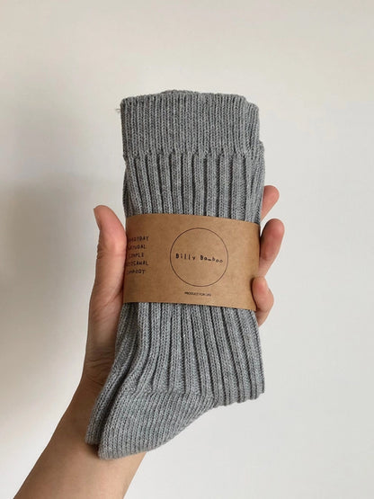 Ribbed Cotton High Socks