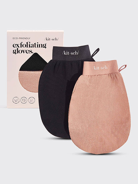 Exfoliating Gloves Set in Black and Terracotta by Kitsch