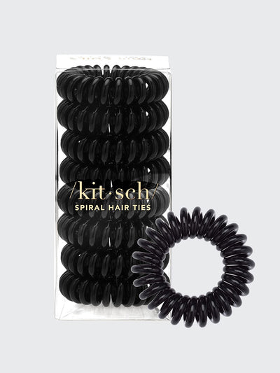 Kitsch Spiral Hair Ties 8 Pack in Black