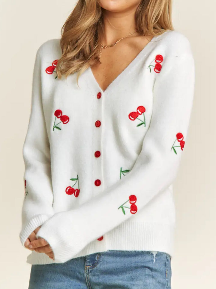 Cherry Cropped Cardi in Off White