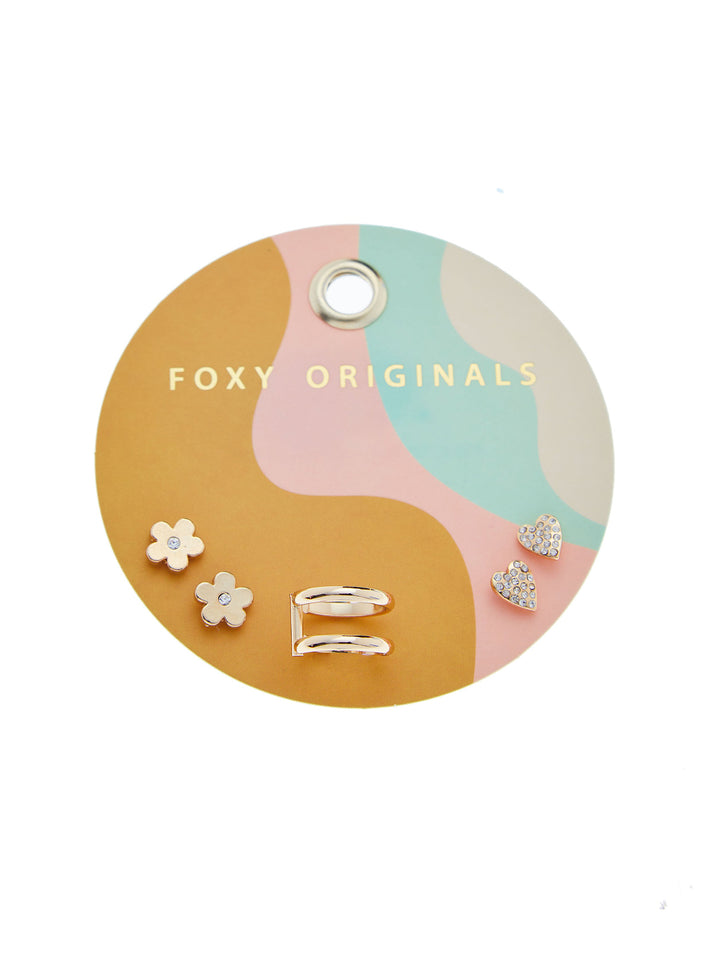 Fleur Mix and Match Earring Set in Gold