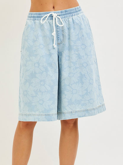 Coco Jorts in Floral Light Wash by Risen