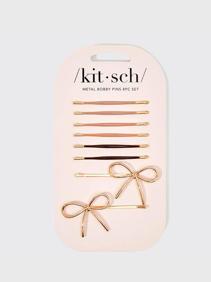 Metal Enamel Cloud & Bow Bobby Pins Set by Kitcsh