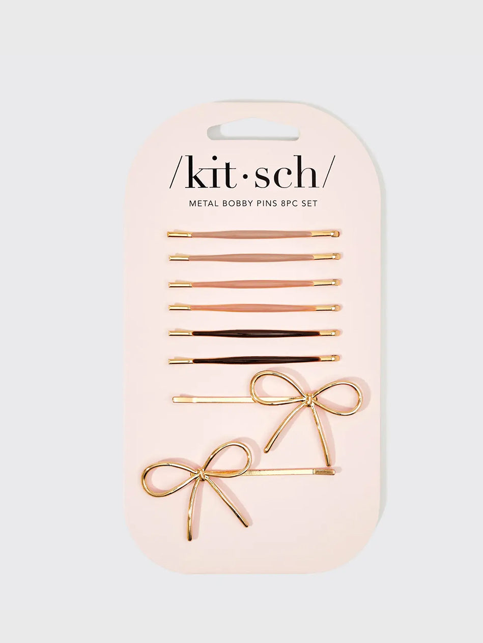 Metal Enamel Cloud & Bow Bobby Pins Set by Kitcsh