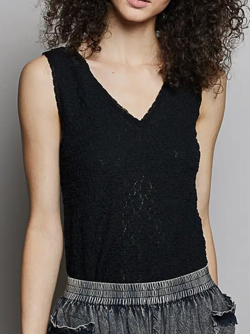 Rowan Lace Tank in Black by Pol