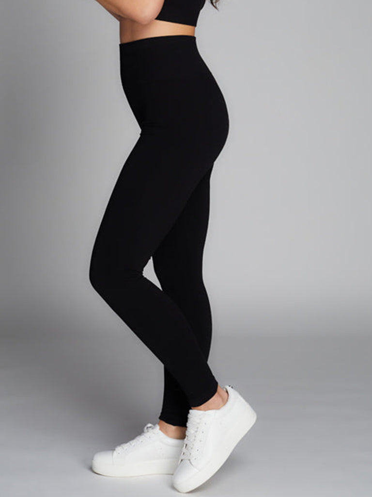 Stay Extra Black Ribbed High-Waisted Cropped Leggings