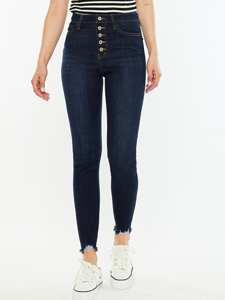 Suri Button Fly Dark Wash Jeans by Kancan