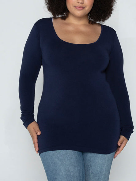 Curvy Bamboo Scoop Long Sleeve by C'est Moi