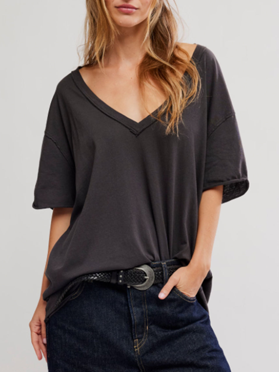 Nina V-Neck Tee in Black by Free People