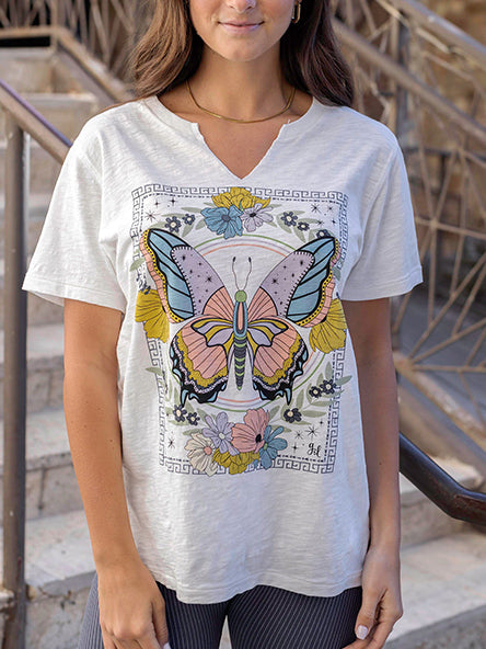 Washed and Worn Butterfly Graphic Tee by Grace & Lace