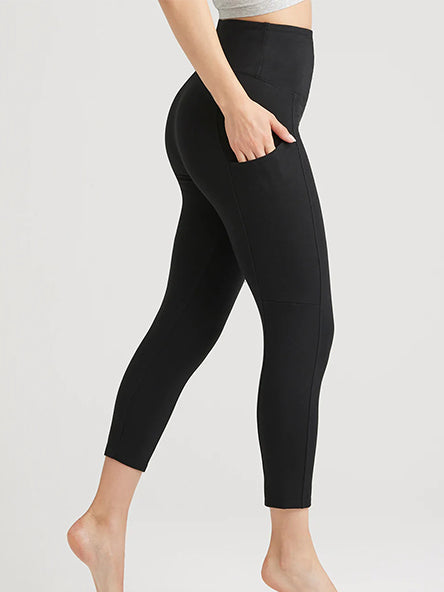 Pocket Ankle Tummy Control Leggings in Black