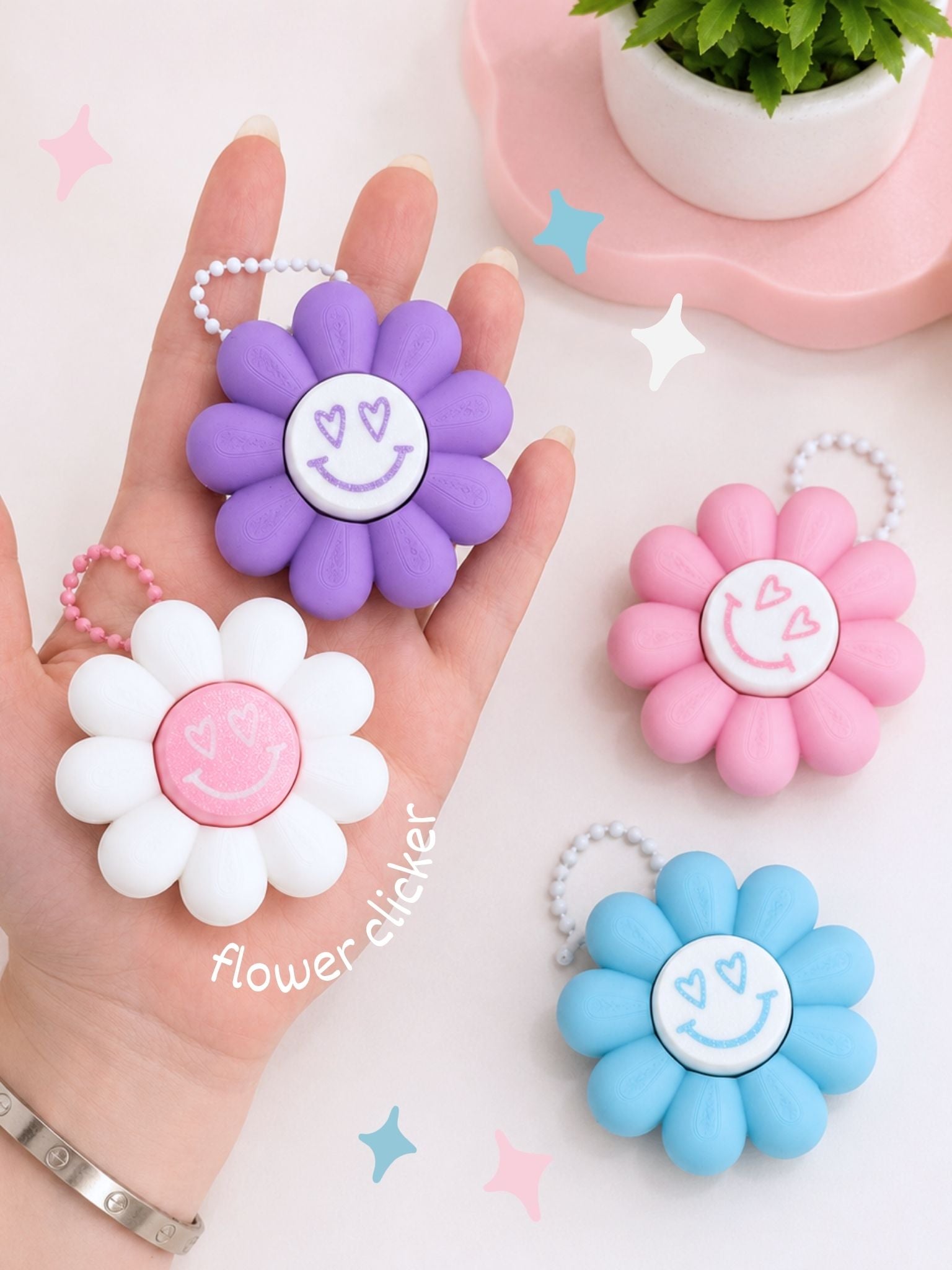 Flower Clicker Keychain