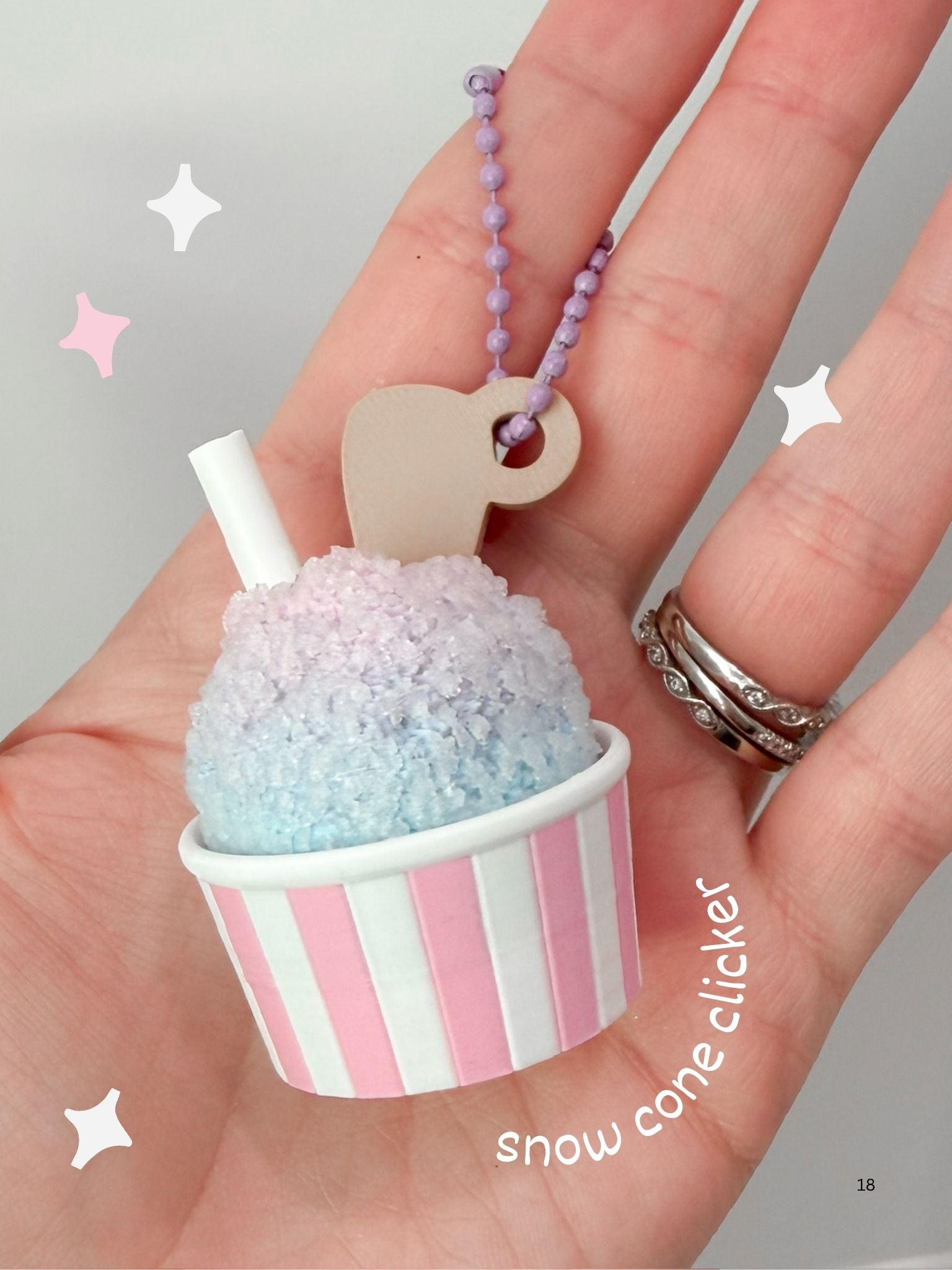 Snow Cone Clicker Keychain