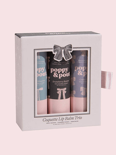 Coquette Lip Balm Trio Gift Set by Poppy & Pout