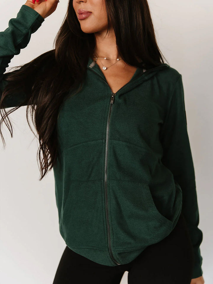 Performance Fleece Fullzip Sweatshirt in Evergreen by Ampersand Avenue