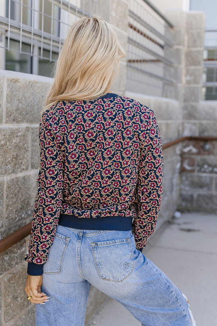 Flowerbomb-er Jacket in Blue by Ampersand Ave