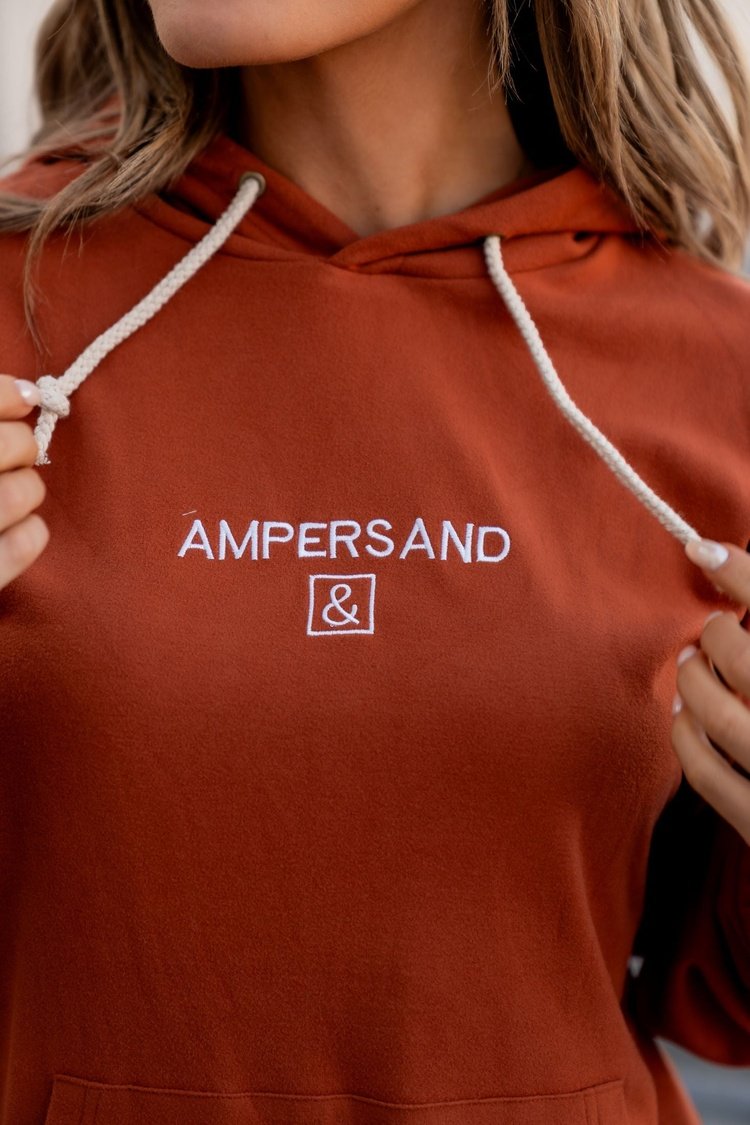 Burnt Orange Performance Fleece University Hoodie by Ampersand Ave