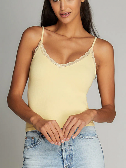 Bamboo Lace Trim Tank by C'est Moi