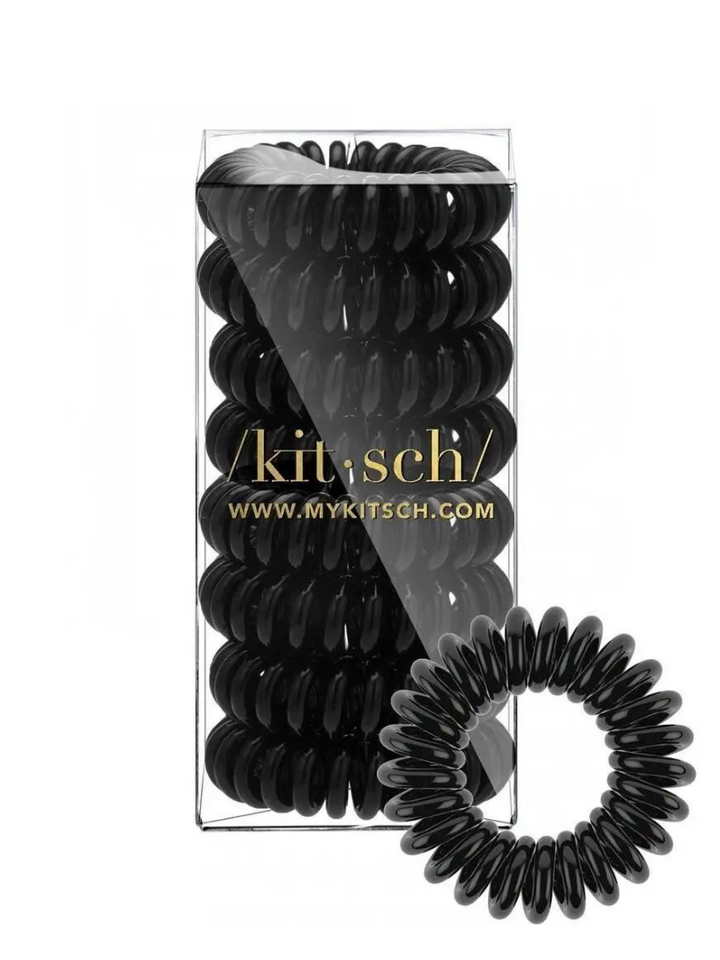 Spiral Hair Ties 8 Pack in Black by Kitsch